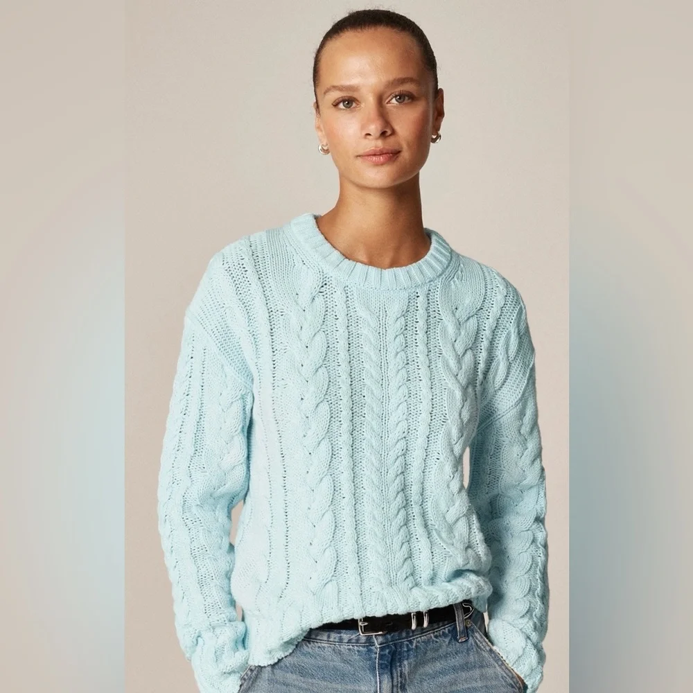 J. Crew Coastal Preppy Icy Baby Blue Crew Neck Sweater s M